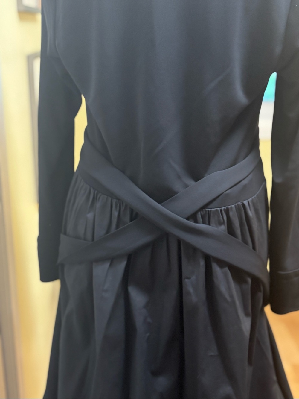 DVF Classic Black V-Neck Long Sleeve Women’s Dress - Picture 2 of 6